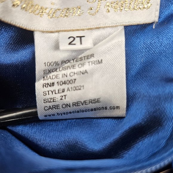 American Princess Girls Toddler 2T Blue Sleeveless Ball Gown Special Occasion - Picture 6 of 9